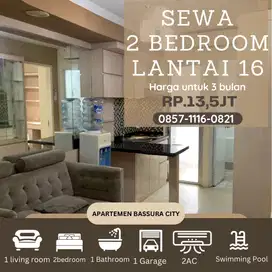 2 kamar sewa full furnish lantai 16 apartamen bassura city