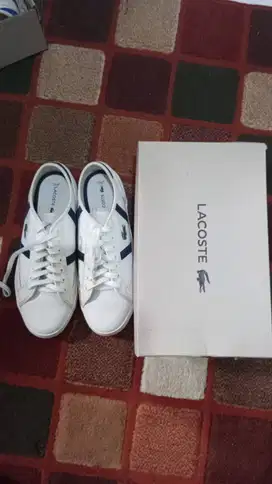NEGOIN AJA - Lacoste Sideline White Navy Leather/Kulit Size 41