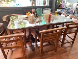 MEJA MAKAN JATI ASLI 6 KURSI