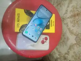 Tecno spark go 1 ram 4+4/64 mlus like new normal semua nya