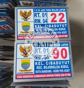 Plat nomor rumah alumunium anti karat