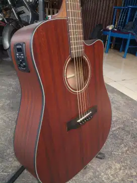 Gitar akustik elektrik super istimewa All Mahogany TOP SOLIT