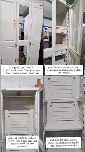 LEMARI NAPOLLY 3 CARGO PRELOVED MULUS