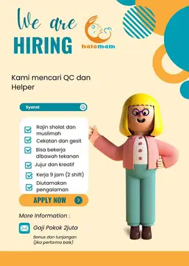 Lowongan QC dan Helper