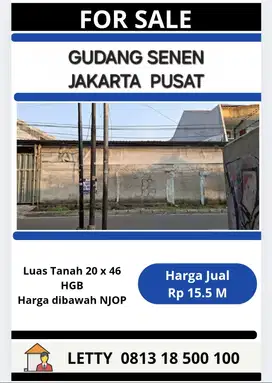 Harga di bawah NJOP Gudang Kalibaru Senen Jakarta Pusat Rp 15.5 M