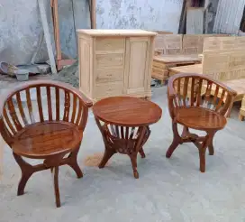 Kursi teras mangkok kayu jati