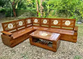 Kursi tamu sudut kayu jati