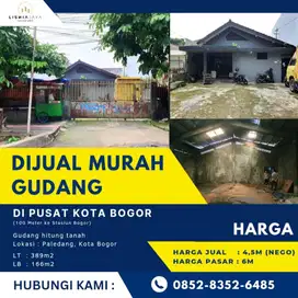 DIJUAL MURAH! GUDANG HITUNG TANAH DEKAT STASIUN BOGOR