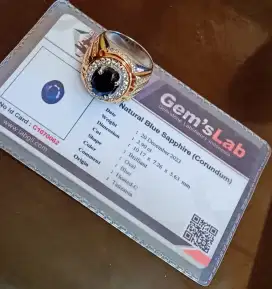 Cincin Natural Blue Sapphire/Safir Corundum Tanzania