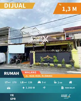 Rumah 5 KT Terawat Strategis di Area Ikan Ikan Blimbing Malang