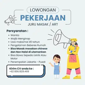 Lowongan Kerja Art/Juru masak
