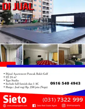 Dijual Cepat! Apartement Puncak Bukit Golf