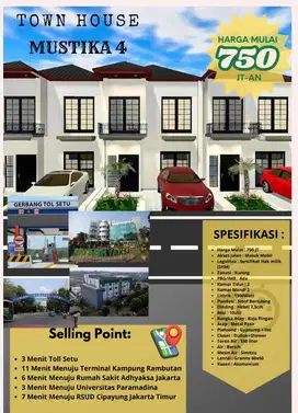 Rumah 2 lantai di dalam Perumahan pinggir jln Cilangkap jakarta timur