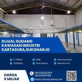 Gudang Siap Pakai Dijual Cepat di Kartasura, 766m²,