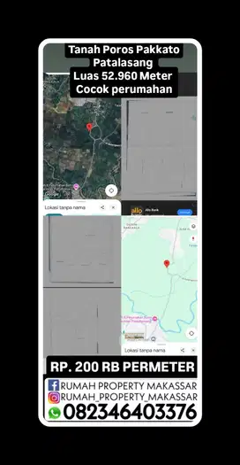 Tanah Poros Pakkato Patalasang  Luas 52.960 Meter  5.2 Hektar