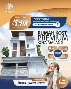 RUMAH KOS PREMIUM 3 LANTAI DEPAN KAMPUS UMM MALANG DAN DEKAT UB