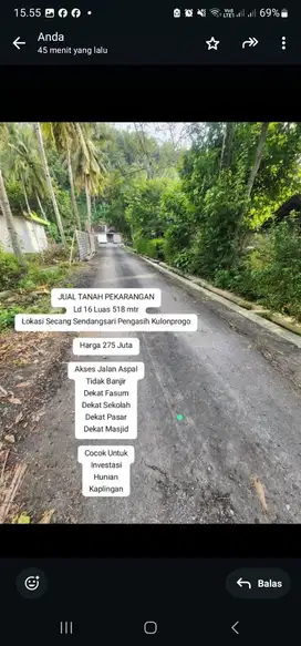 JUAL TANAH KULONPROGO STRATEGIS MILIK SENDIRI