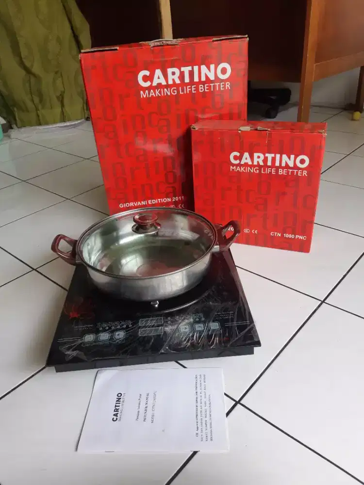 Kompor listrik induksi Cartino & panci induction cooker Slim, baru