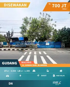 Disewakan Gudang Dekat Exit Tol di Poros Jalan Ahmad Yani Malang