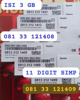 NOMOR CANTIK SIMPATI 11 DIGIT KUOTA 3 GB NASIONAL.