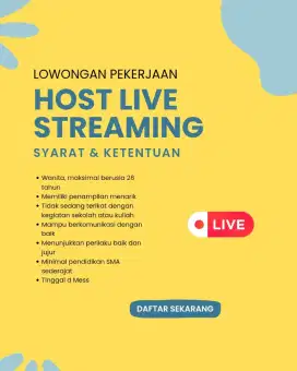 DIBUTUHKAN HOST LIVE STREAMING
