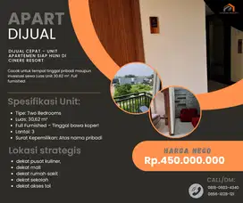 DIJUAL CEPAT – UNIT APARTEMEN SIAP HUNI DI CINERE RESORT
