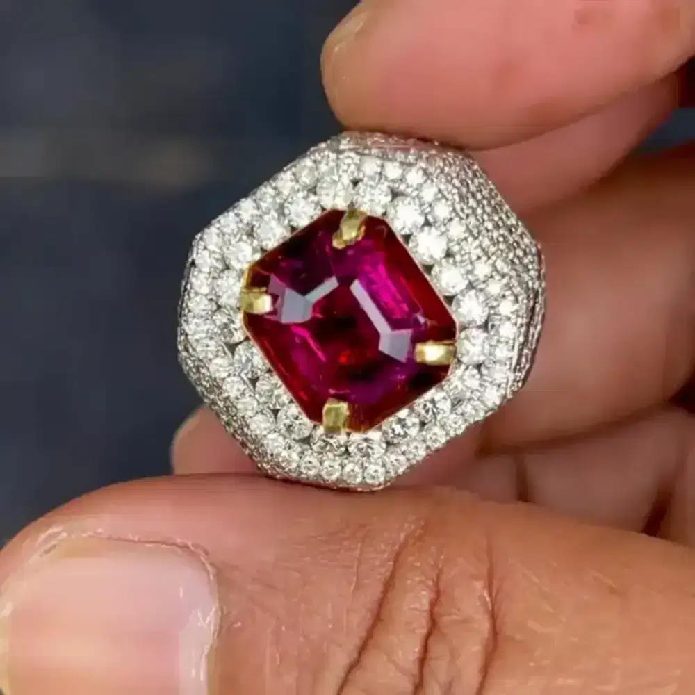 Cincin Permata Sapphire Ring Emas Berlian