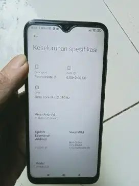 redmi note 8 6+2/128 kel batng minus lecet pemakean mahar 850 net