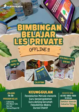 Menawarkan Les Privat Calistung, Mengaji dan Pembelajaran SD