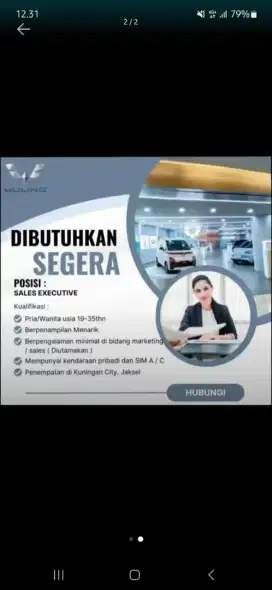 Dibutuhkan sales excutive