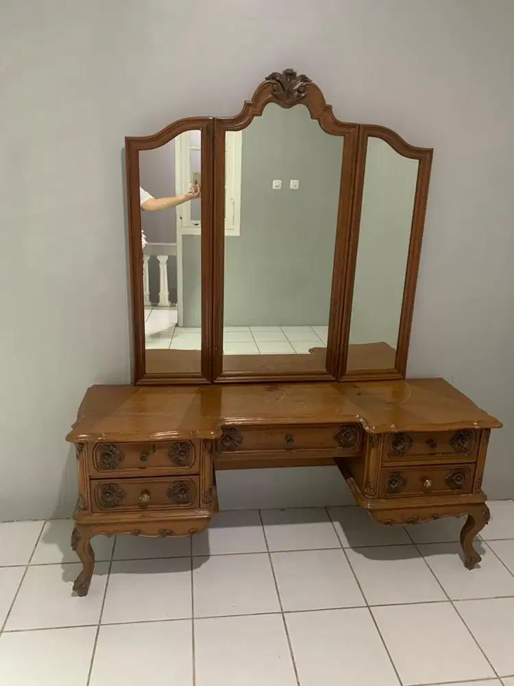 meja rias kayu jati asli
