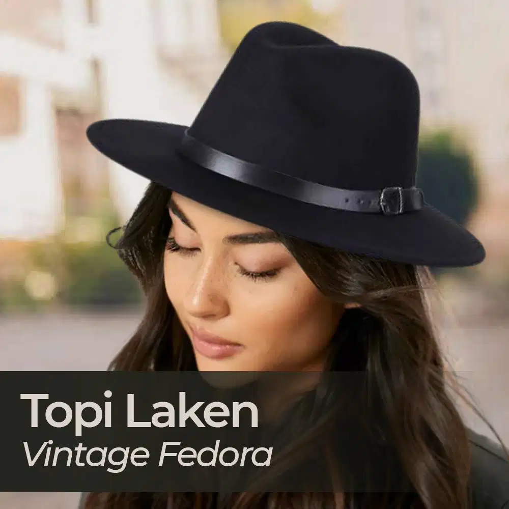 Topi Fedora Panama Laken Hat Jazz Classic Vintage - FS-219 - Black
