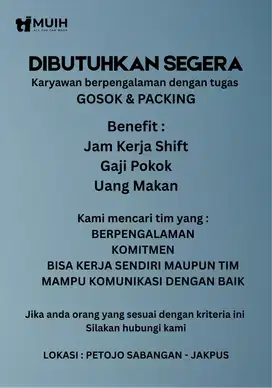 DICARI SEGERA KARYAWAN LAUNDRY (GOSOK & PACKING) WAJIB PENGALAMAN