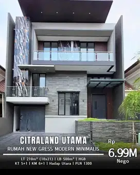 Jual Rumah Baru Gress Modern Minimalis Citraland Utama Surabaya