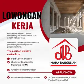 Lowongan Pekerjaan - Matrial (Staff RAB / Canvasser / Kenek / Driver)