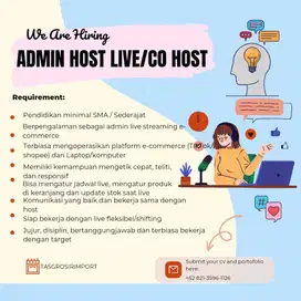 LOWONGAN KERJA SEBAGAI ADMIN HOST LIVE/ CO HOST