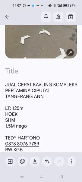 JUAL CEPAT KAVLING KOMPLEKS PERTAMINA CIPUTAT TANGERANG ANN