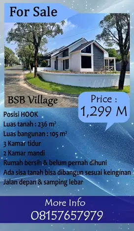 Jual Cepat BU Rumah Baru HOOK di BSB Village