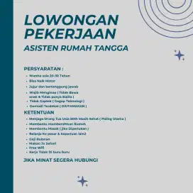 DIBUTUHKAN ART WANITA SEGERA