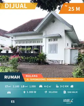 Dijual Rumah Klasik Vintage di Jl Diponegoro Gondanglegi Malang