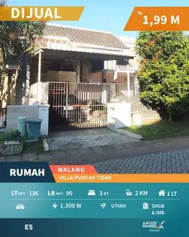 Butuh Cepat Laku Dijual Murah Rumah Terawat Villa Puncak Tidar Malang