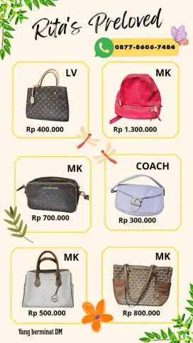 Tas preloved ada ori ada yg kw di jamin keren2