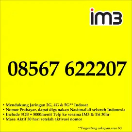 Perdana Nomor Cantik Indosat IM3 11 Digit Hoki Free Ongkir
