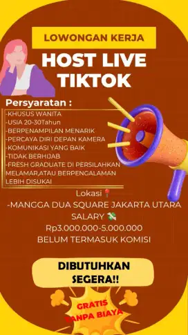Dicari Host Live Wanita