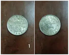 Uang Koin Kuno 1/10 Gulden Nederl. Indie. Tahun 1942 / 1941