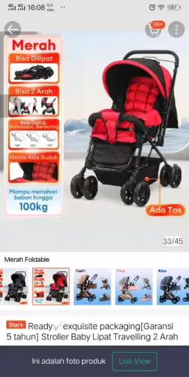 stroller bayi warna merah