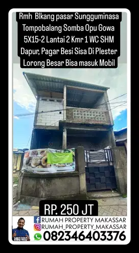 Rmh Blakang pasar Sungguminasa Tompobalang Somba Opu Gowa SHM 5X15-2lt