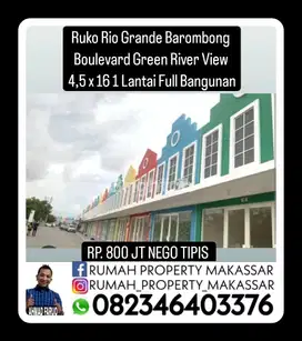Ruko Boulevard Green River View Barombong  4,5 x 16 1Lti Full Bangunan