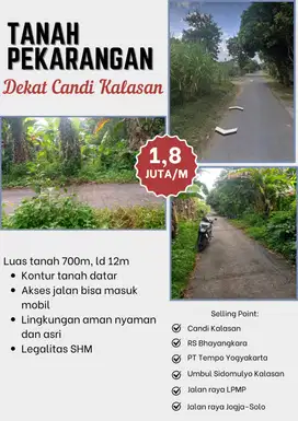 TANAH PEKARANGAN SHM DEKAT CANDI KALASAN