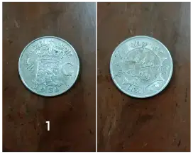 Uang Koin Kuno 1/4 Gulden Nederl. Indie. Tahun 1939 / 1938 / 1937